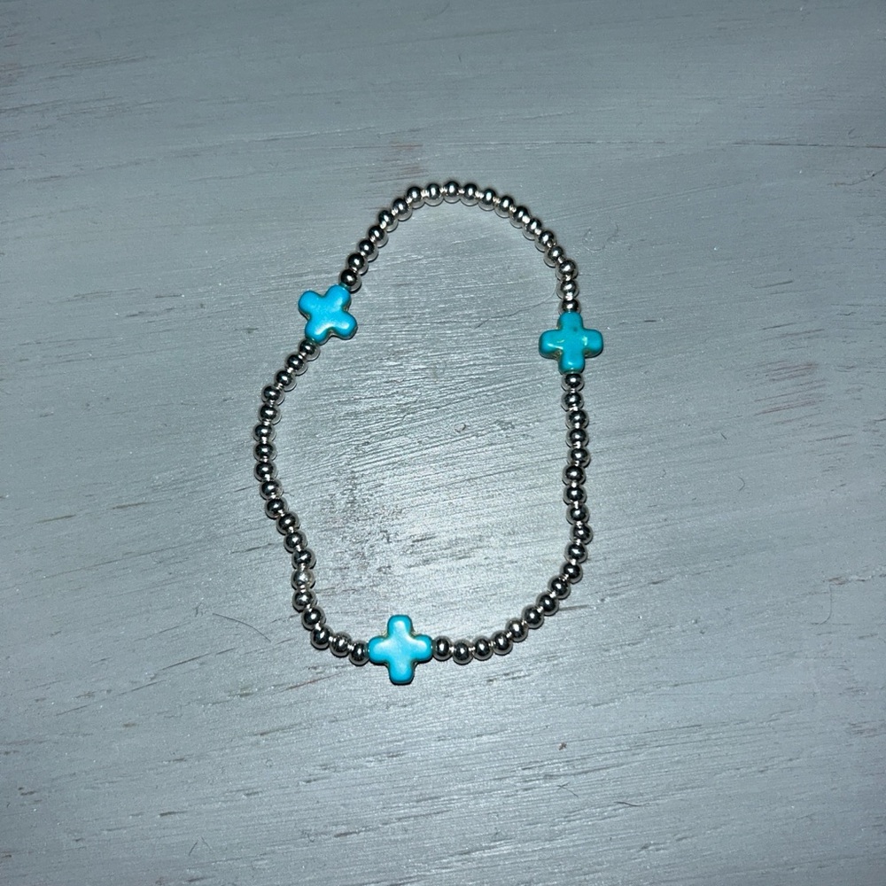 Turquoise Cross Beaded Bracelet